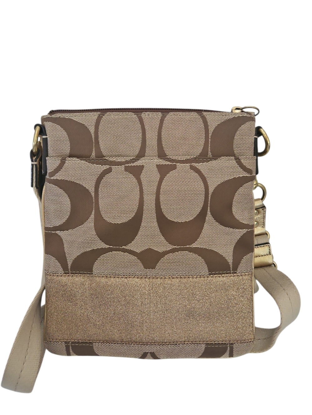 Coach Signature C Canvas Crossbody Swing Pack | Khaki/Gold | Vintage Y2K - Picture 3 of 5